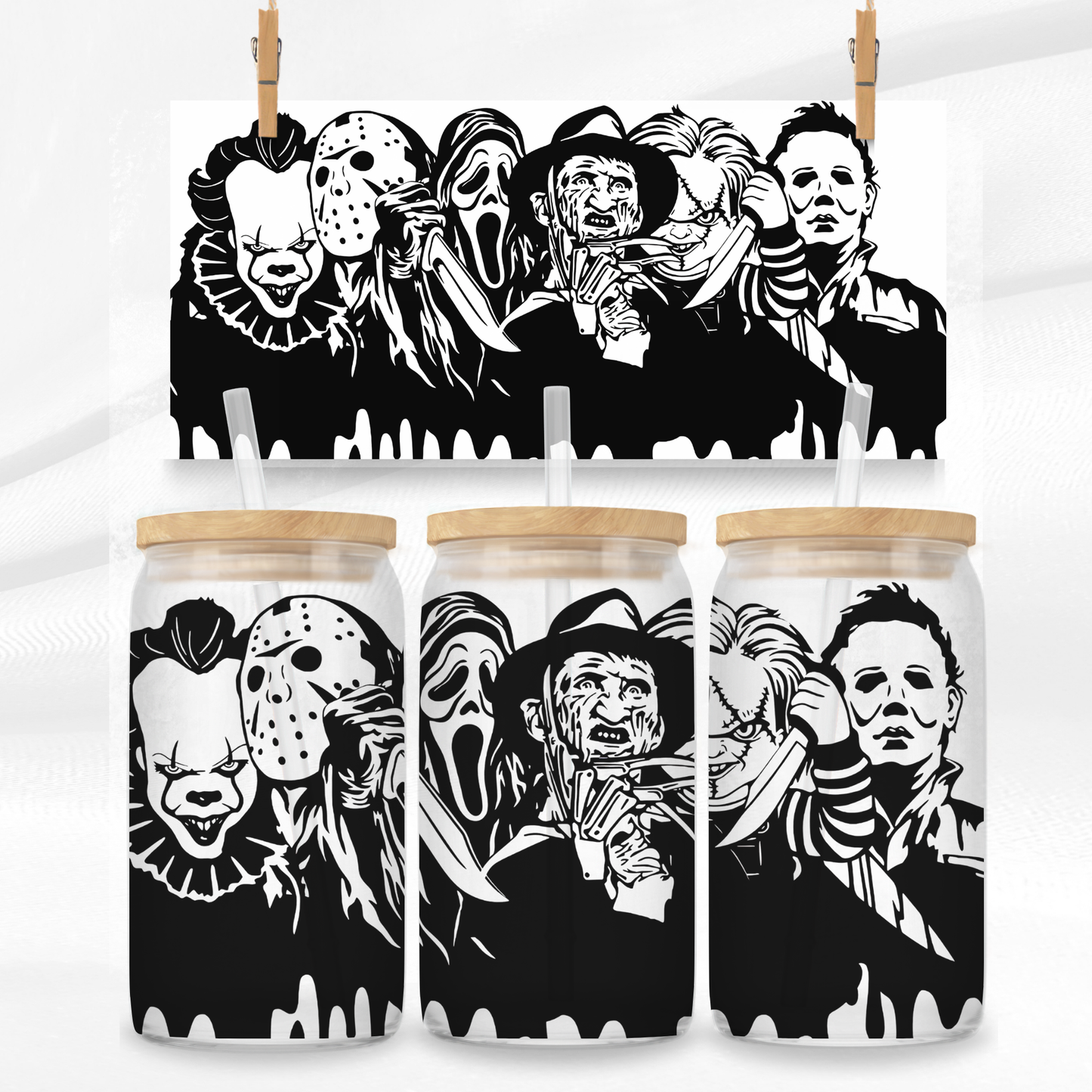 Classic Horror Silhouette Libbey Glass Can