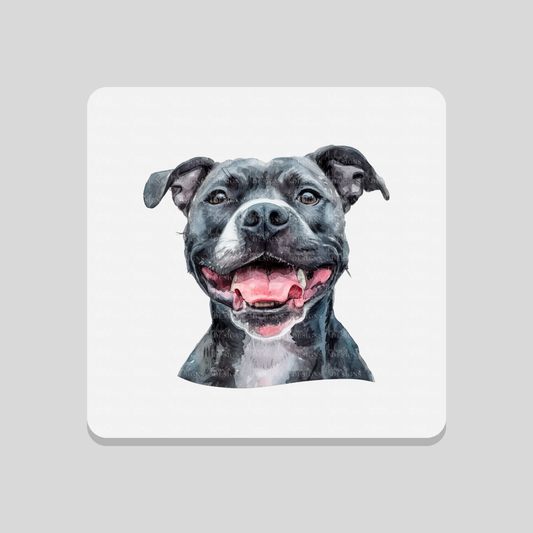 Staffordshire Bull Terrier Black and White Coaster