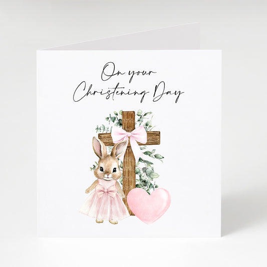 On Your Christening Day Pink Card
