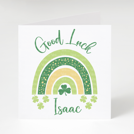 Personalised Good Luck Rainbow Card