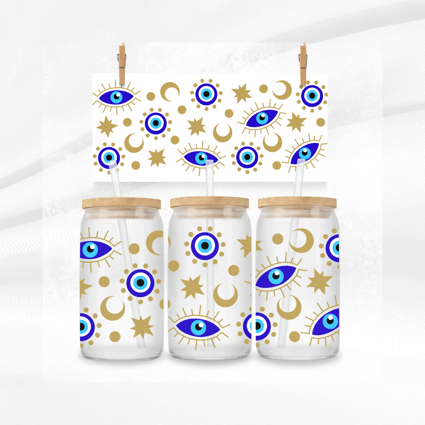 Moon and Stars Libbey Glass Can