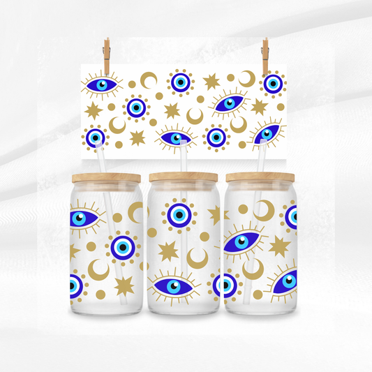 Moon and Stars Libbey Glass Can