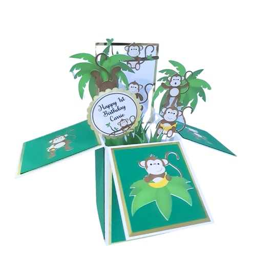 Personalised Monkey Birthday Pop Up Card