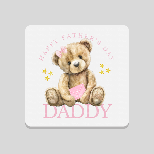 Father's Day Pink Teddy 'Daddy' Coaster