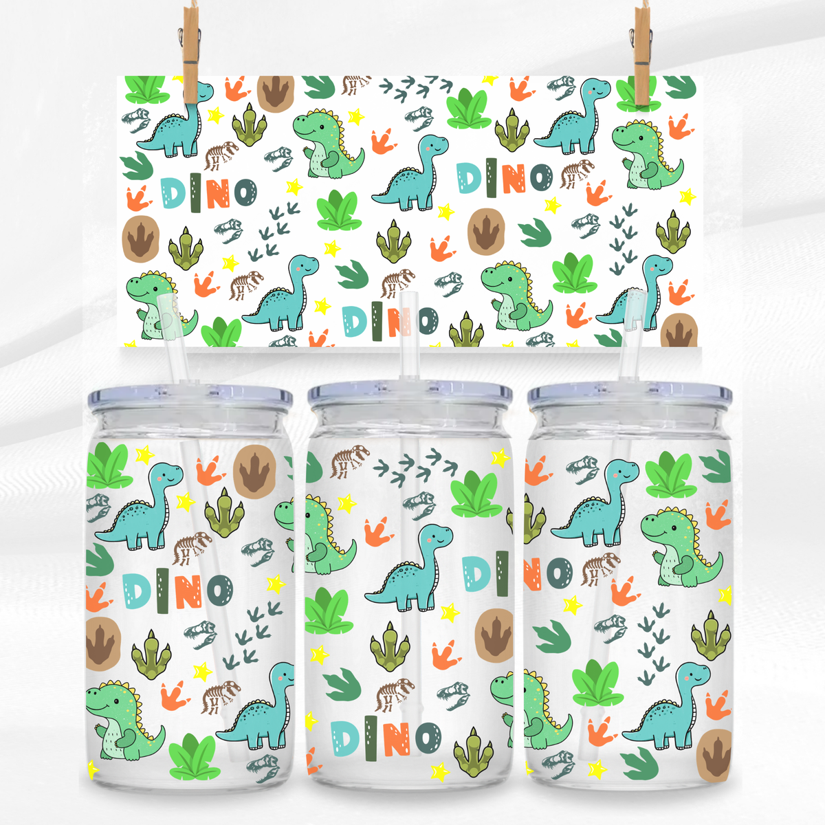 Green Dinosaur Libbey Can