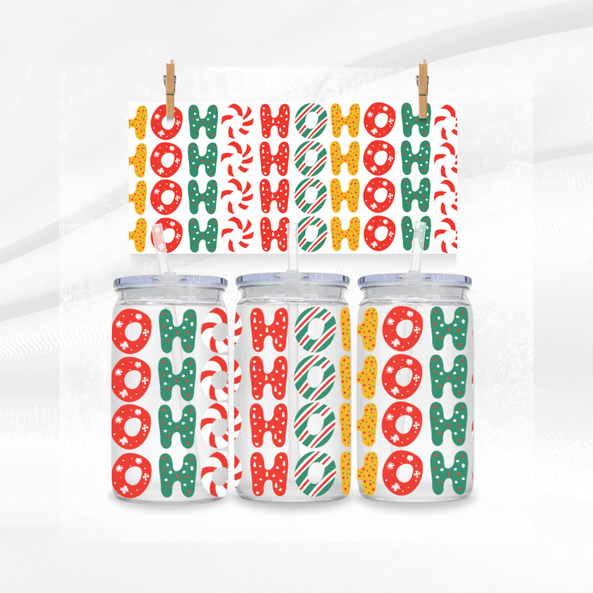 Ho Ho Ho Libbey Glass Can