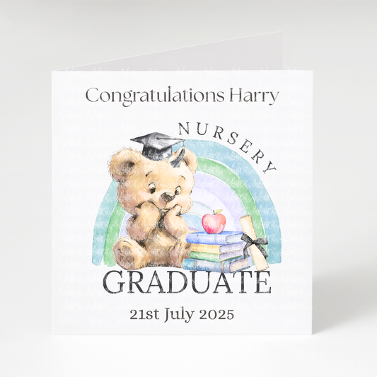 Personalised Nursery Graduate Card (Blue)