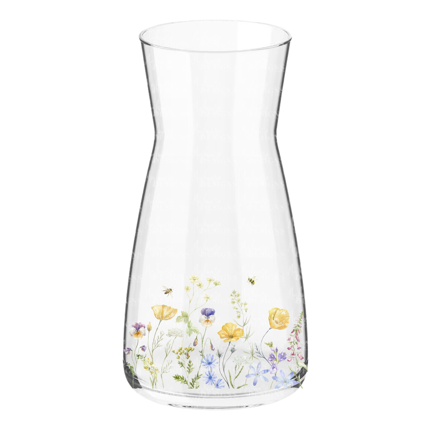 Glass Vase with Wildflower & Bee Design