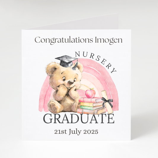 Personalised Nursery Graduate Card (Pink)