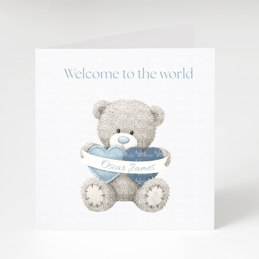 Personalised Welcome to the World Card (Blue)