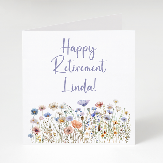 Personalised Happy Retirement Flowers Card