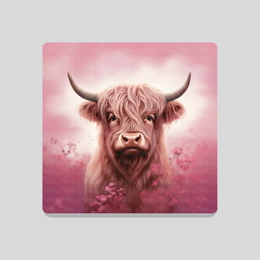 Pink Highland Cow Coaster