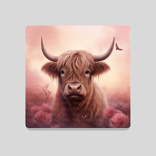 Sunset Highland Cow Coaster