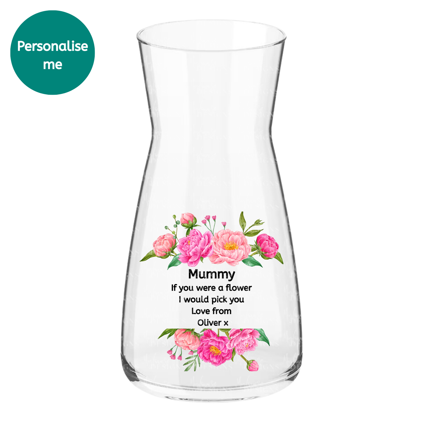 Personalised Mummy Floral Glass Vase