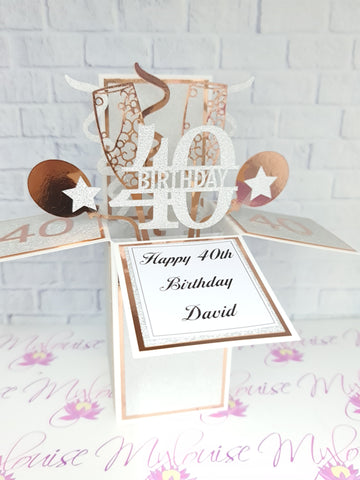 Personalised 40th Birthday Pop Up Card