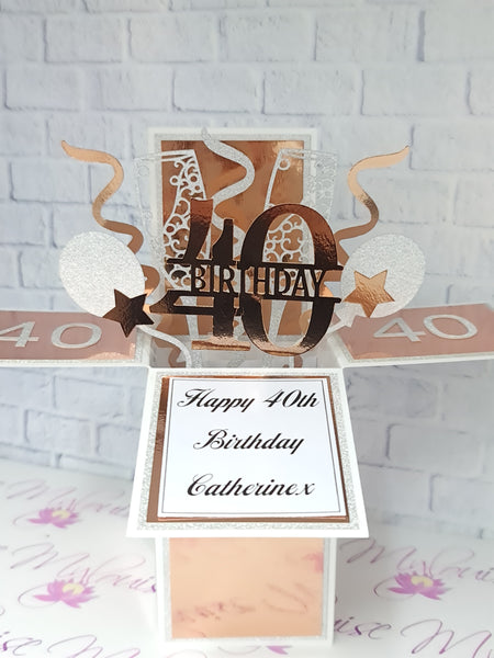 Personalised 40th Birthday Pop Up Card