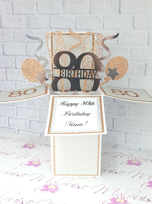 Personalised 80th Birthday Pop Up Card