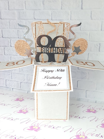 Personalised 80th Birthday Pop Up Card