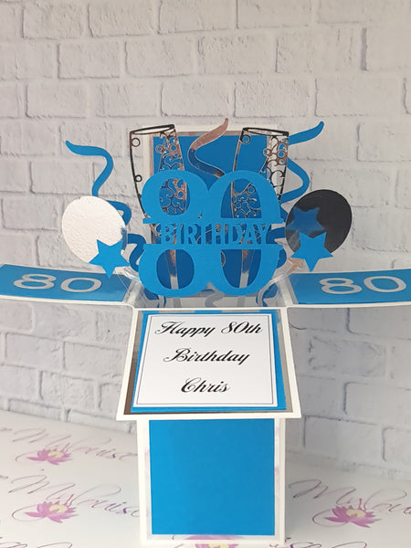 Personalised 80th Birthday Pop Up Card