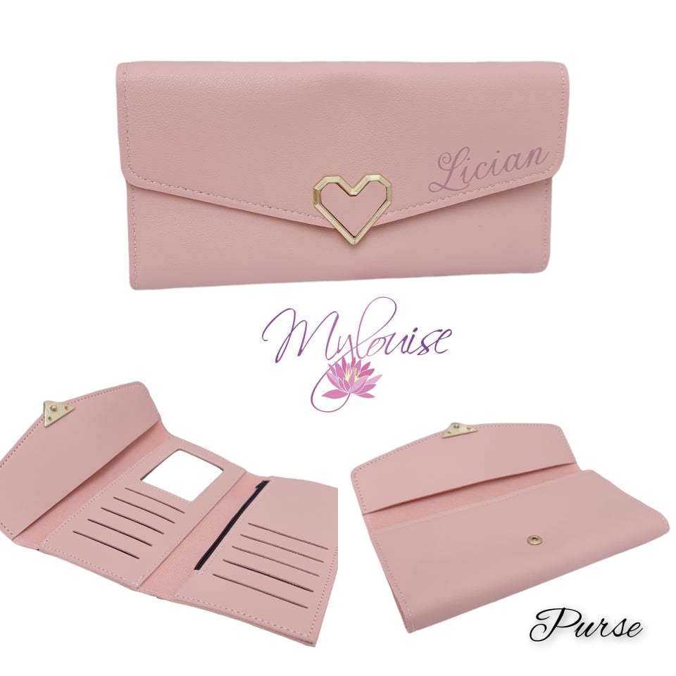 Personalised Purse with Heart Clasp