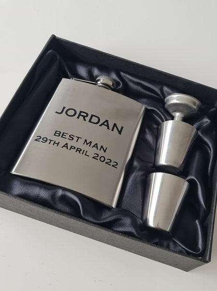 Personalised Hip Flask Gift Set