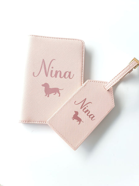 Personalised passport cover and luggage tag set