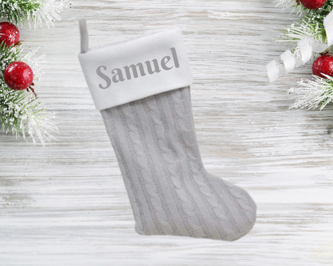 Luxury Grey Personalised Christmas Stocking