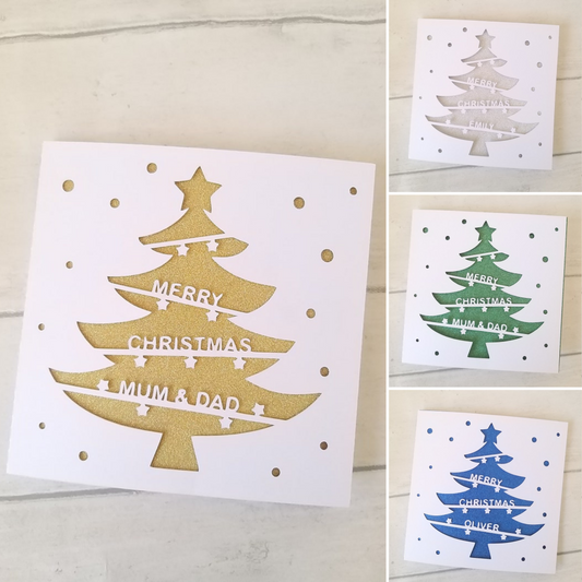 Personalised Christmas Tree Glitter Card