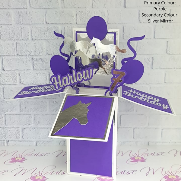 Personalised Kids Horse Themed Birthday Pop Up Card