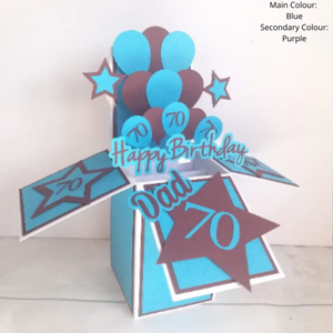 Personalised Blue 70th Birthday Card Pop Up