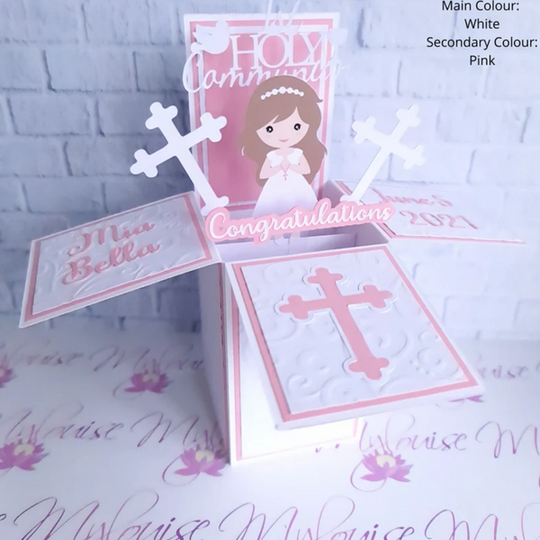 Personalised Christening / Holy Communion Card with Christian cross pop outs.