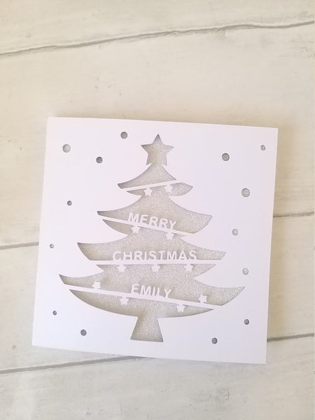 Personalised Christmas Tree Glitter Card