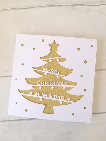 Personalised Christmas Tree Glitter Card