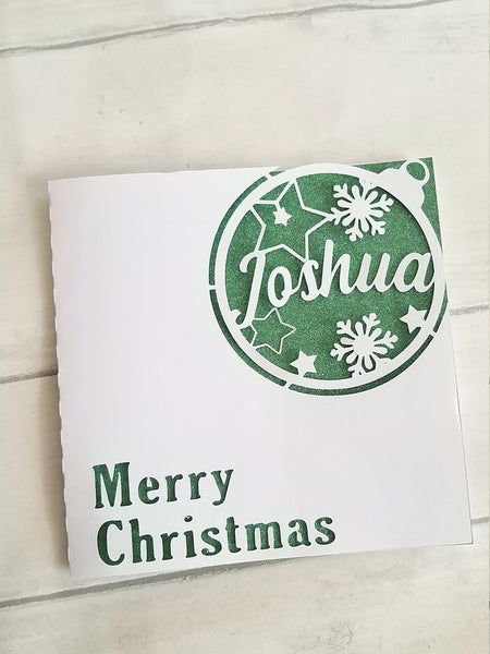 Personalised Christmas Bauble Glitter Card