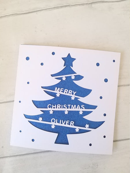 Personalised Christmas Tree Glitter Card