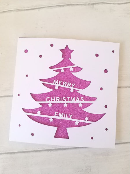 Personalised Christmas Tree Glitter Card