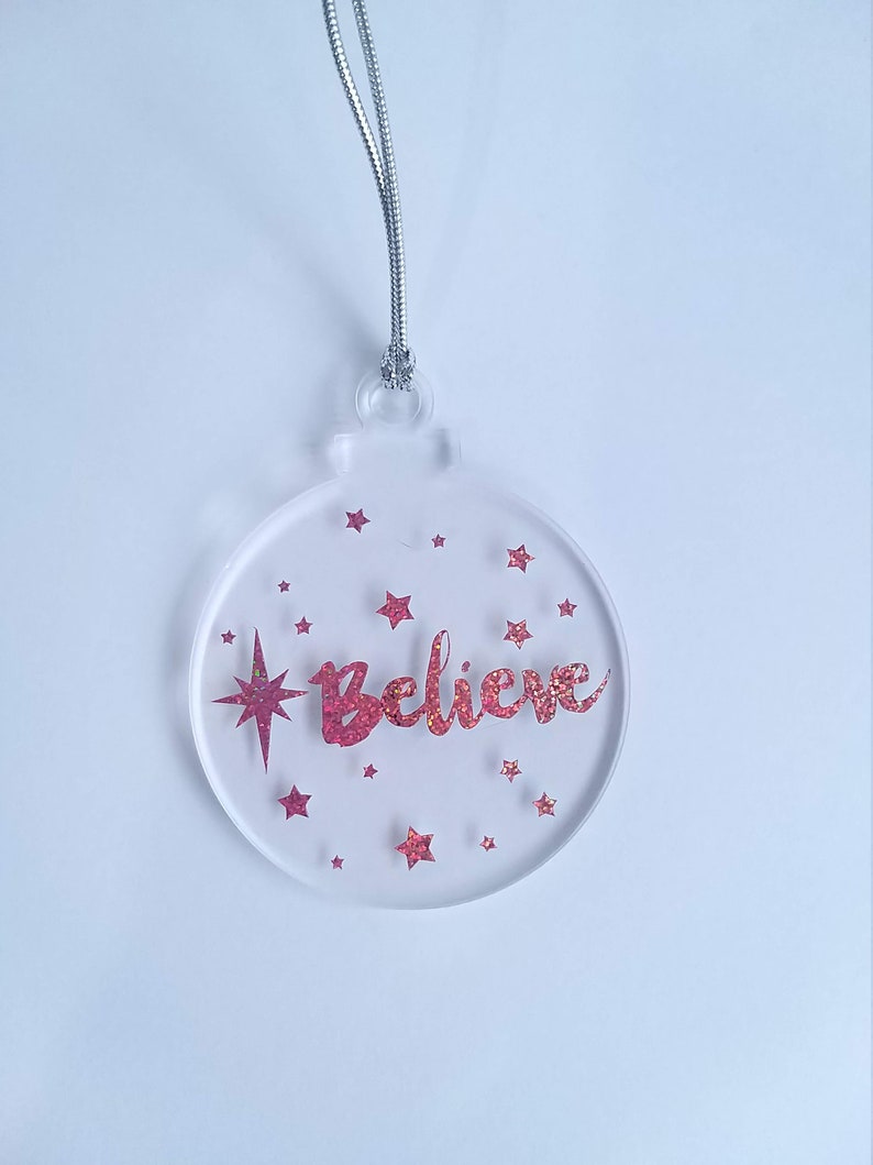 Custom Believe Bauble Christmas Tree Ornament