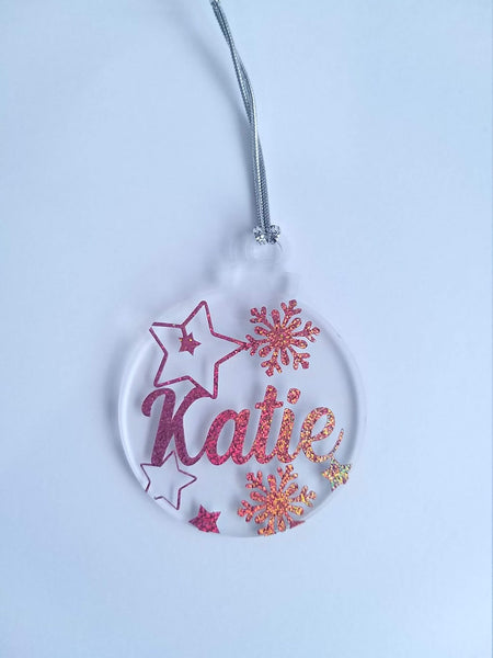 Personalised Name Star Bauble Christmas Tree Ornament