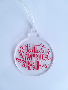 Custom Colour Santa's Favourite Elf Christmas Bauble Christmas Tree Ornament