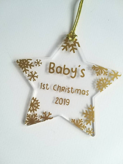 Personalised Baby's First Christmas Star Christmas Tree Ornament