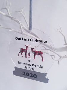 Personalised 1st Christmas Family Name Snow Globe Bauble Christmas Tree Ornament