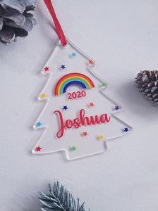 Personalised Name Rainbow Christmas Tree Ornament