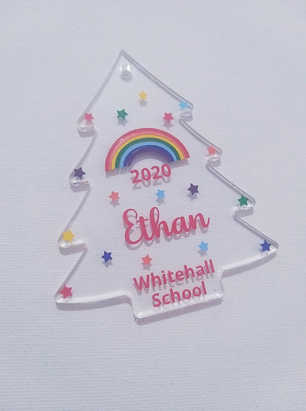 Personalised Name Rainbow Christmas Tree Ornament