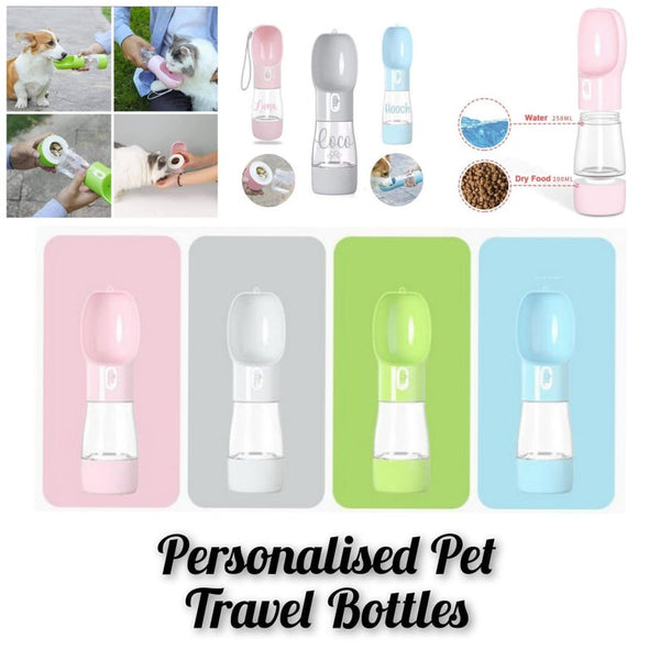 Personalised Pet Water Bottle with Storage Space For Treats