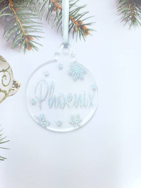 Personalised Snowflake Bauble Christmas Tree Ornament