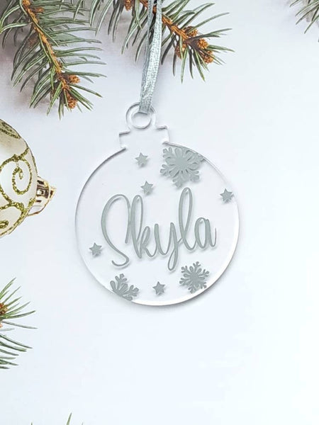 Personalised Snowflake Bauble Christmas Tree Ornament