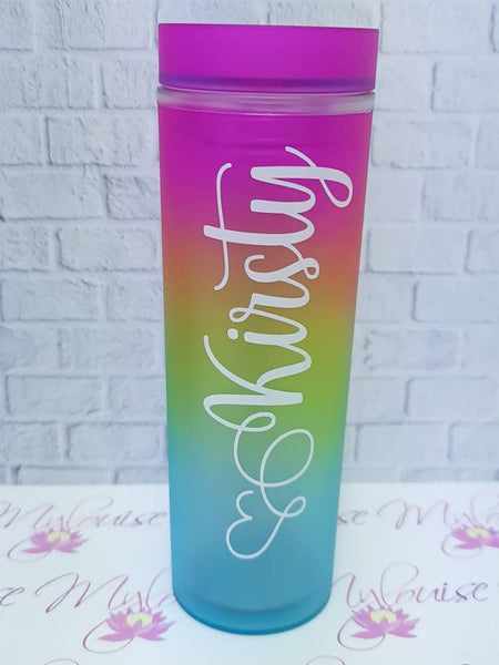 16oz Personalised Rainbow Tumbler Cup with Straw