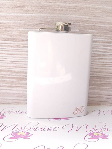 Personalized White Hip Flask