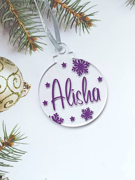 Personalised Snowflake Bauble Christmas Tree Ornament