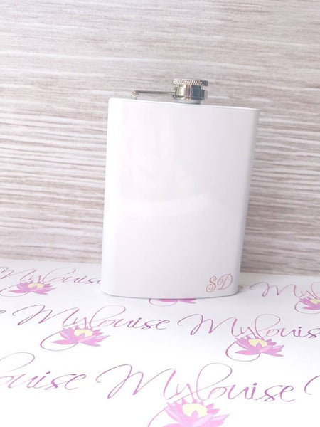 Personalized White Hip Flask